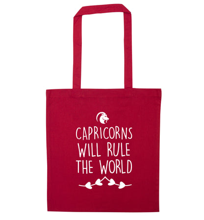 Capricorns will rule the world red tote bag