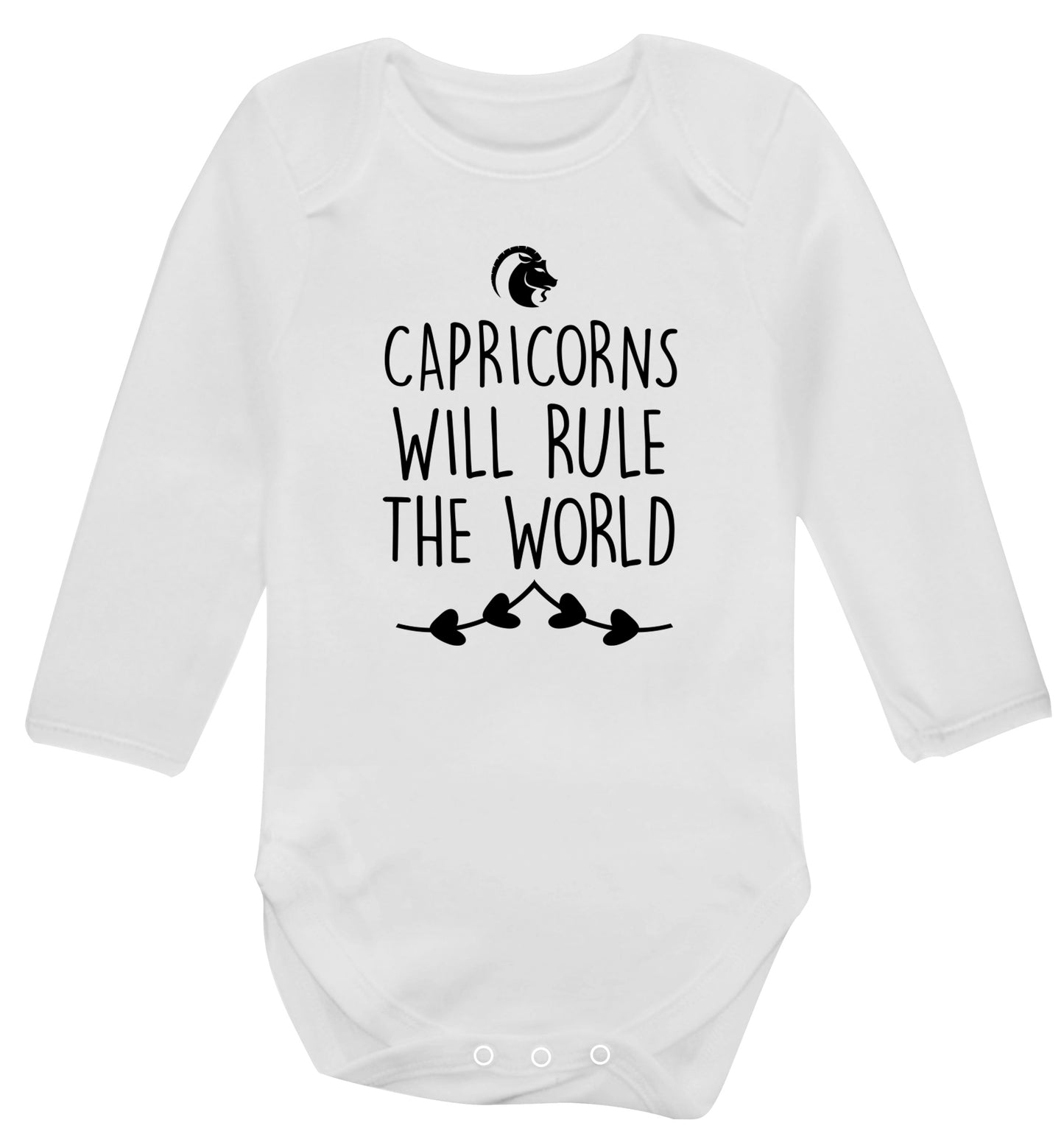 Capricorns will rule the world Baby Vest long sleeved white 6-12 months