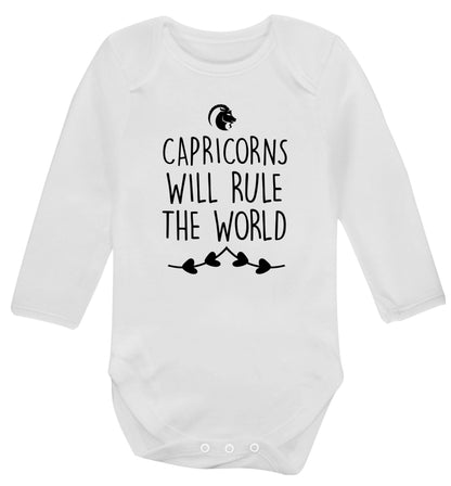 Capricorns will rule the world Baby Vest long sleeved white 6-12 months