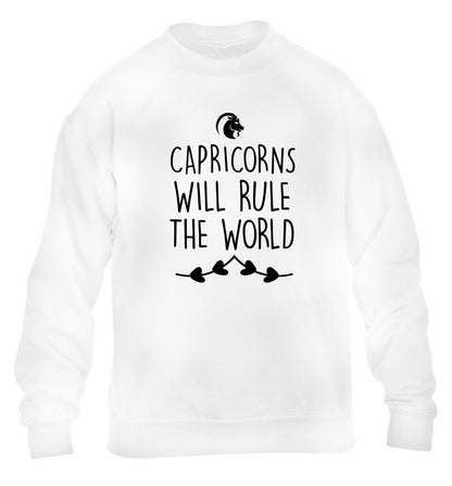 Capricorns will rule the world children's white sweater 12-13 Years