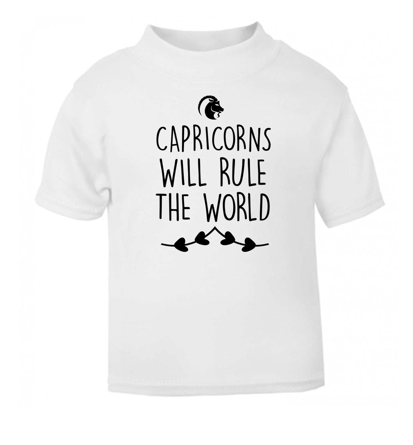 Capricorns will rule the world white Baby Toddler Tshirt 2 Years