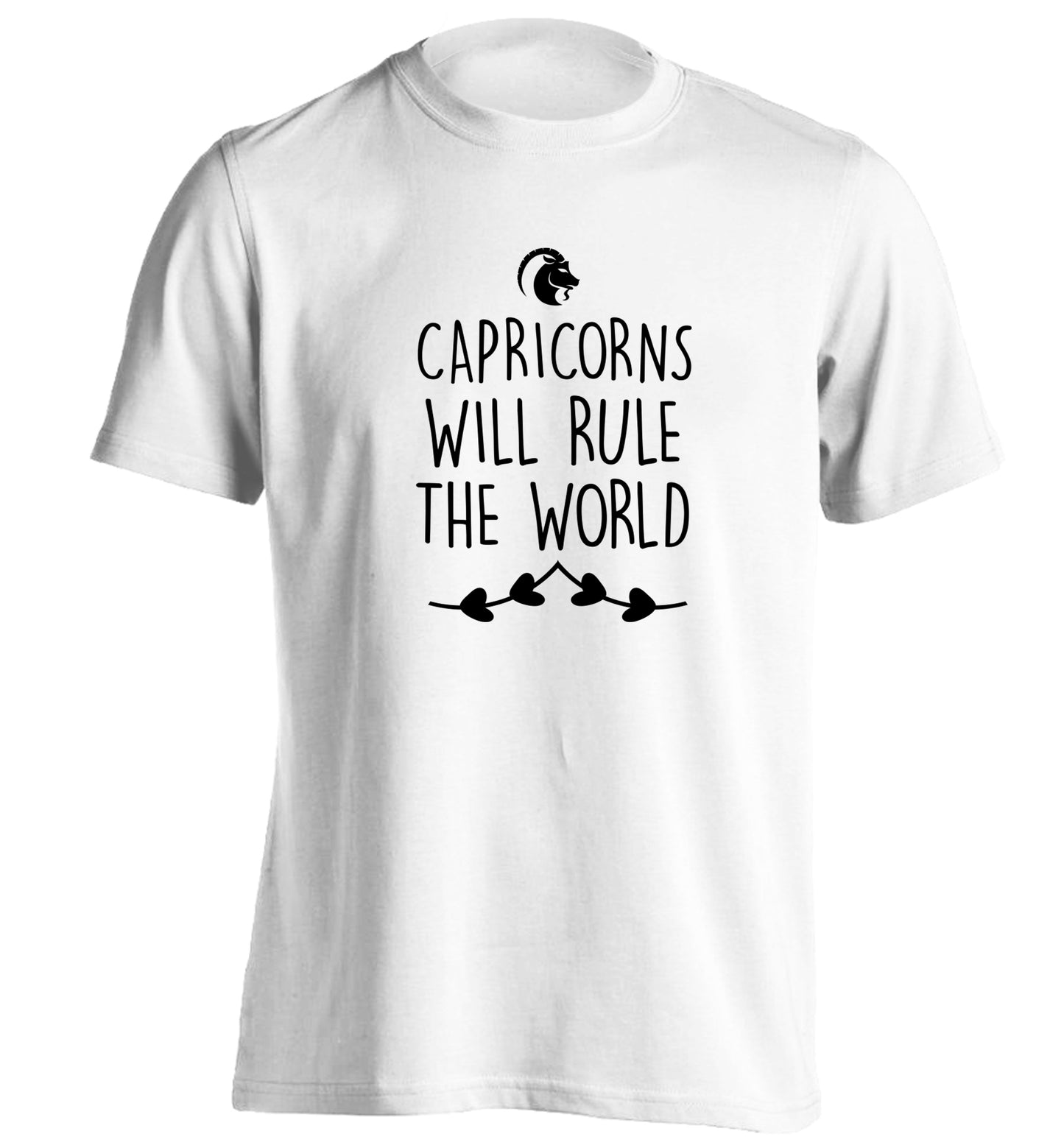 Capricorns will rule the world adults unisex white Tshirt 2XL