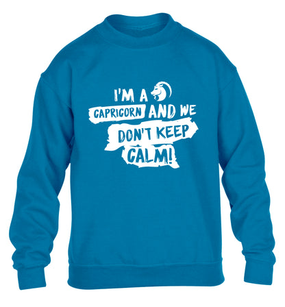 I'm a capricorn and we don't keep calm children's blue sweater 12-13 Years