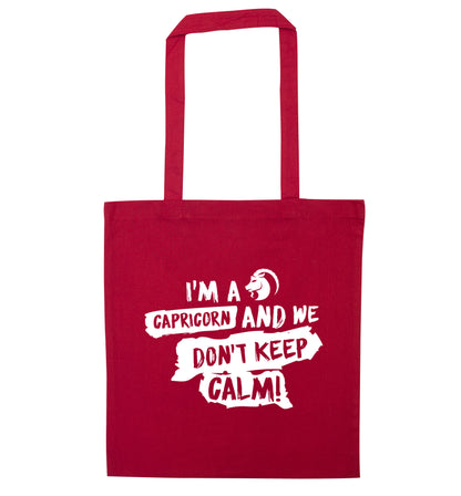 I'm a capricorn and we don't keep calm red tote bag