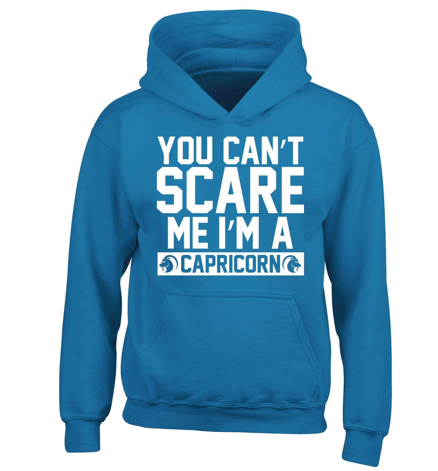 You can't scare me I'm a capricorn children's blue hoodie 12-13 Years