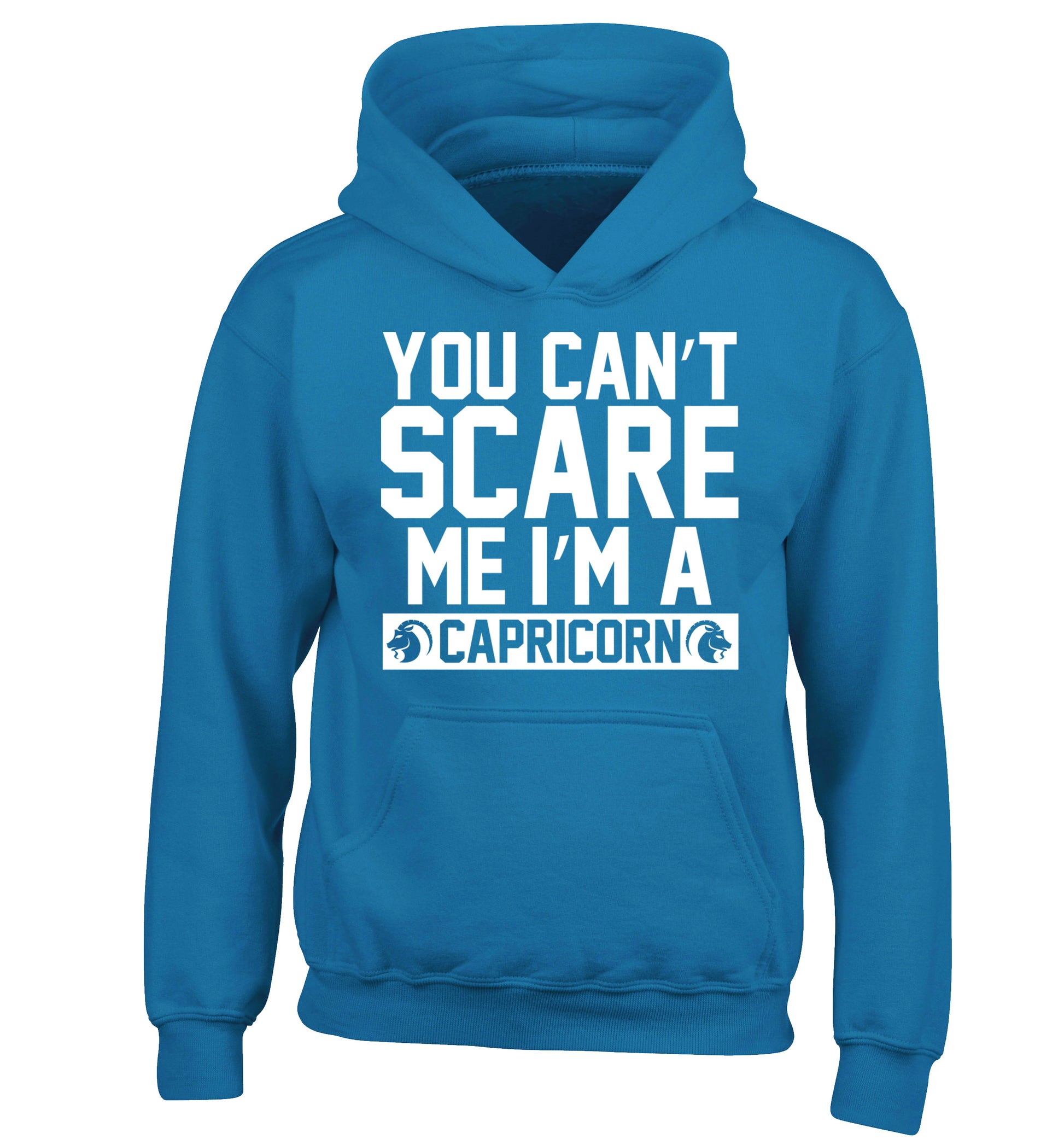 You can't scare me I'm a capricorn children's blue hoodie 12-13 Years