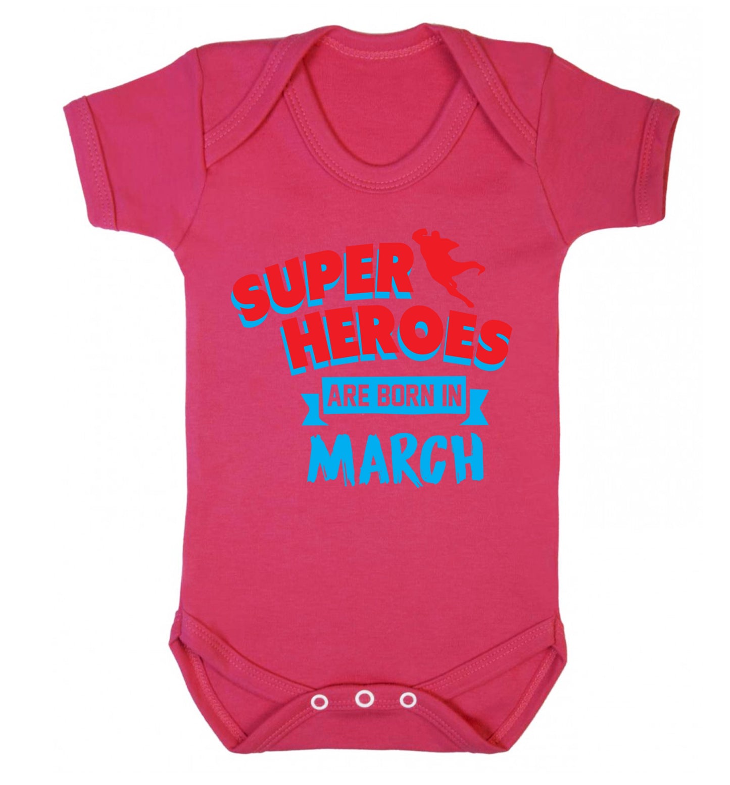 Superheros are born in March Baby Vest dark pink 18-24 months