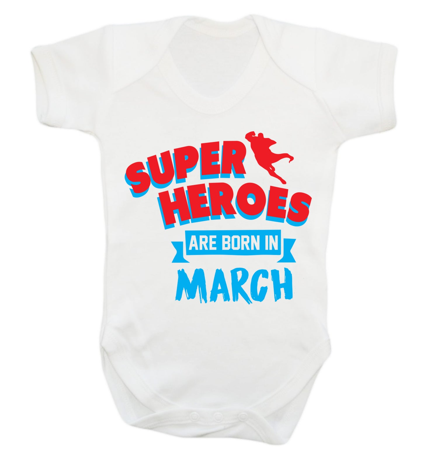 Superheros are born in March Baby Vest white 18-24 months