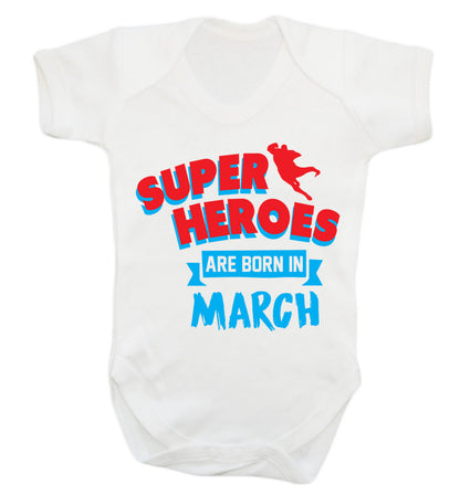 Superheros are born in March Baby Vest white 18-24 months