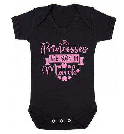 Princesses are born in March Baby Vest black 18-24 months