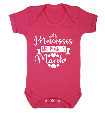 Princesses are born in March Baby Vest dark pink 18-24 months