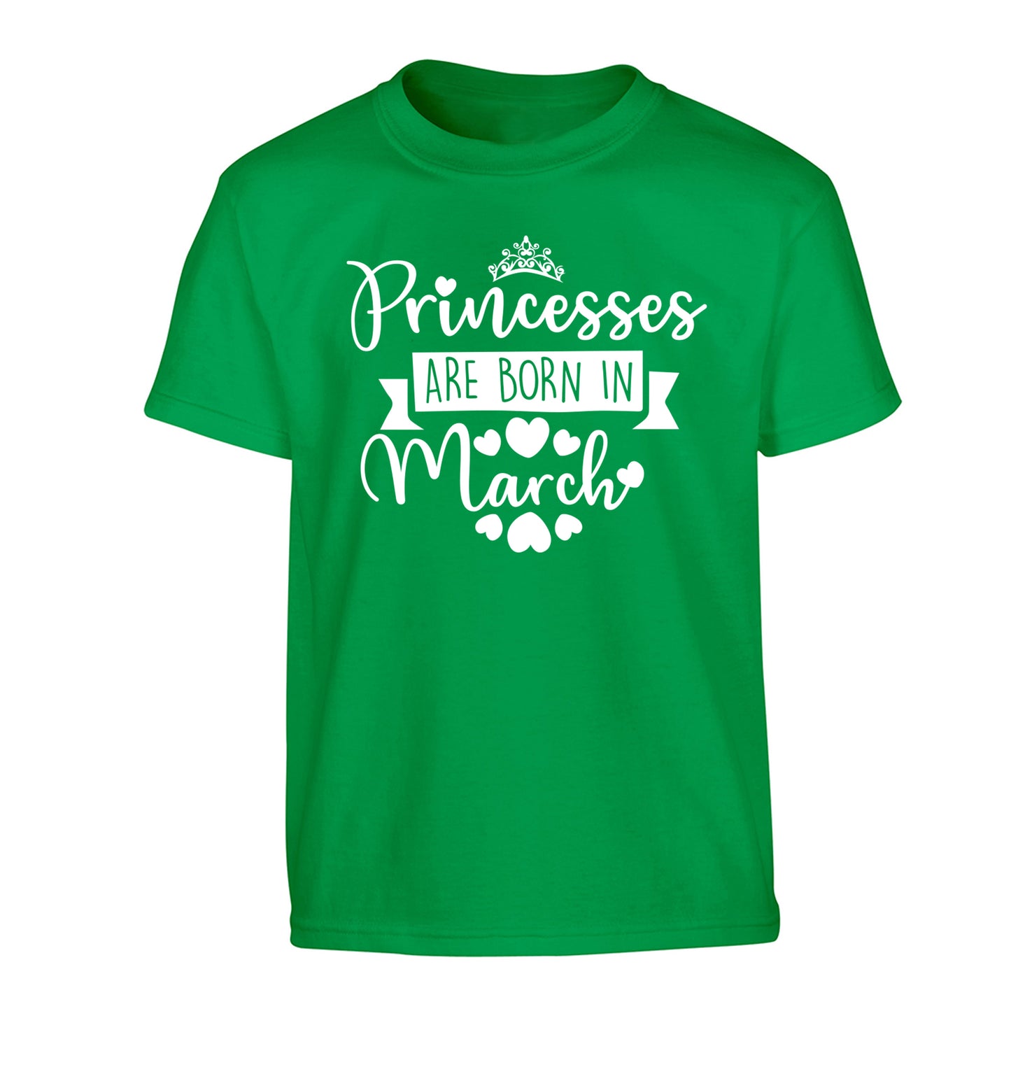 Princesses are born in March Children's green Tshirt 12-13 Years
