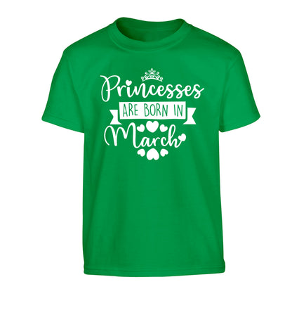 Princesses are born in March Children's green Tshirt 12-13 Years