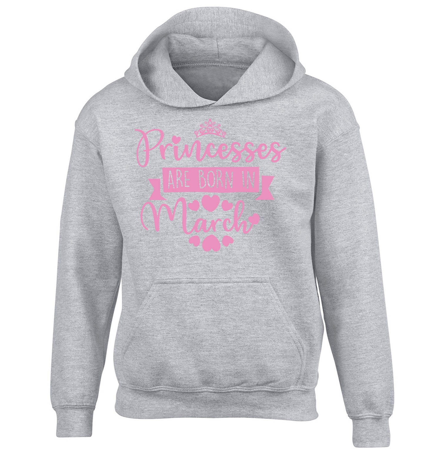 Princesses are born in March children's grey hoodie 12-13 Years