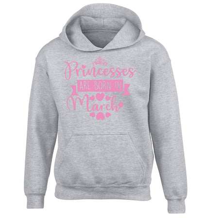 Princesses are born in March children's grey hoodie 12-13 Years