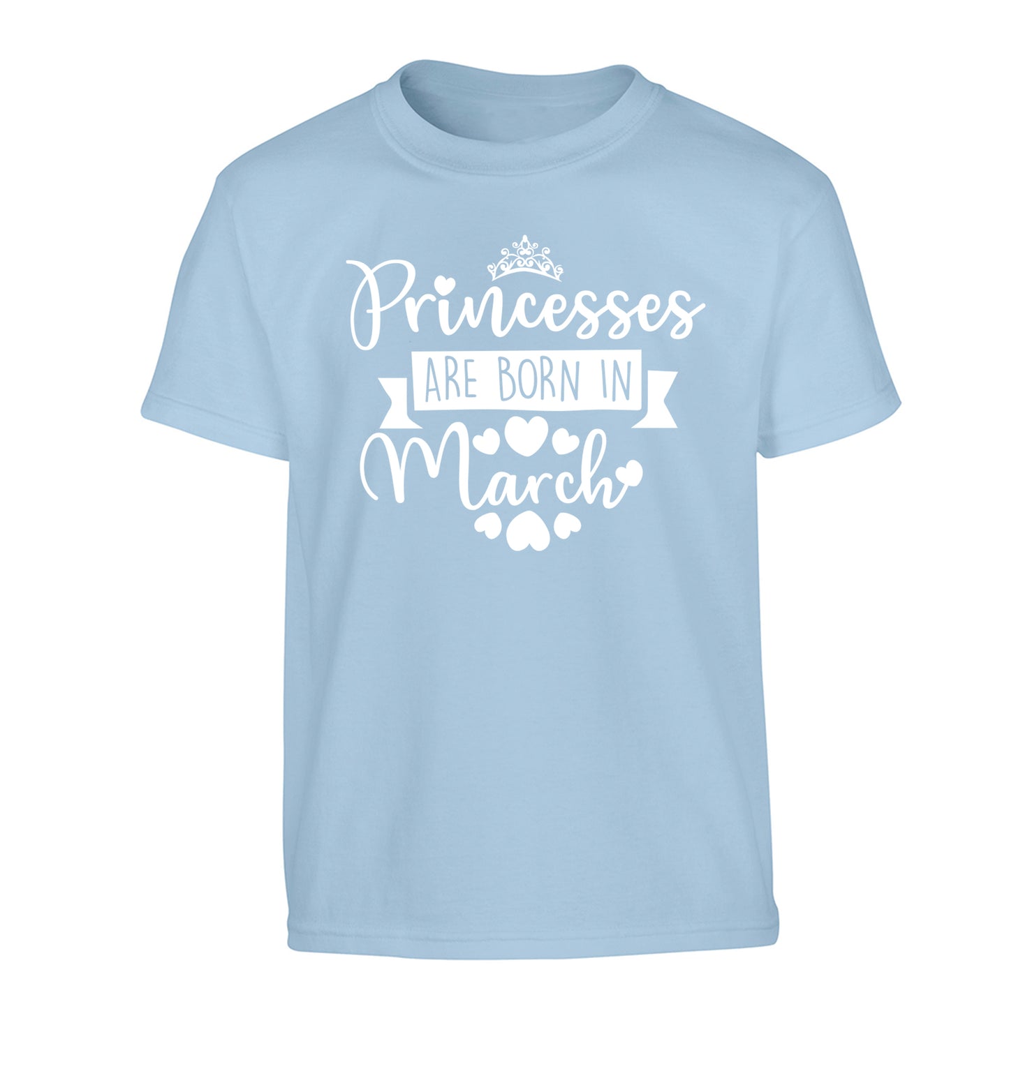 Princesses are born in March Children's light blue Tshirt 12-13 Years