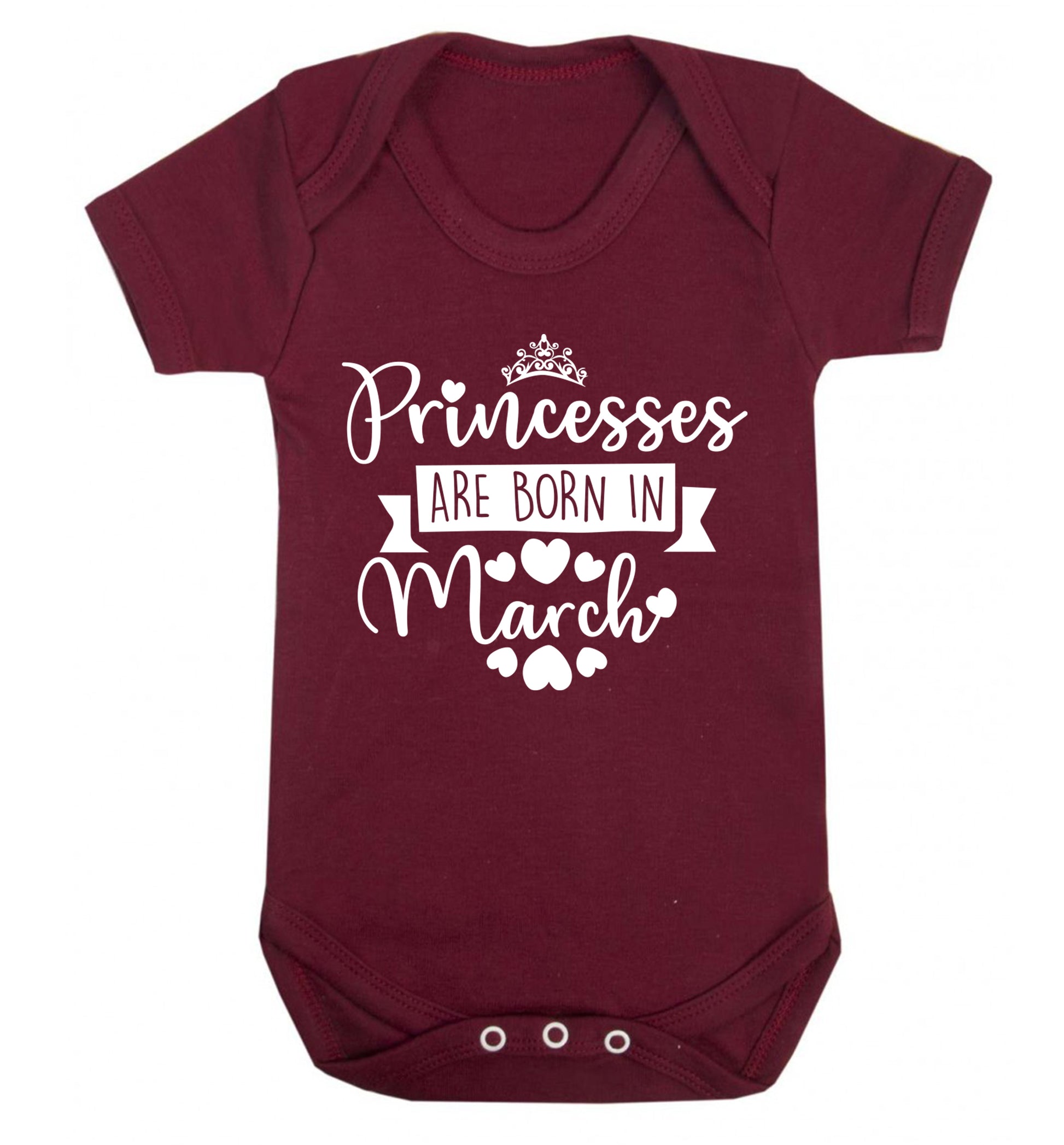 Princesses are born in March Baby Vest maroon 18-24 months