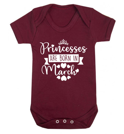 Princesses are born in March Baby Vest maroon 18-24 months
