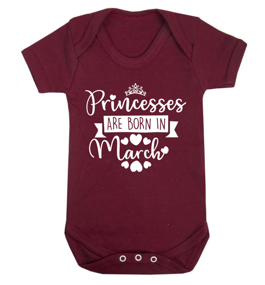 Princesses are born in March Baby Vest maroon 18-24 months
