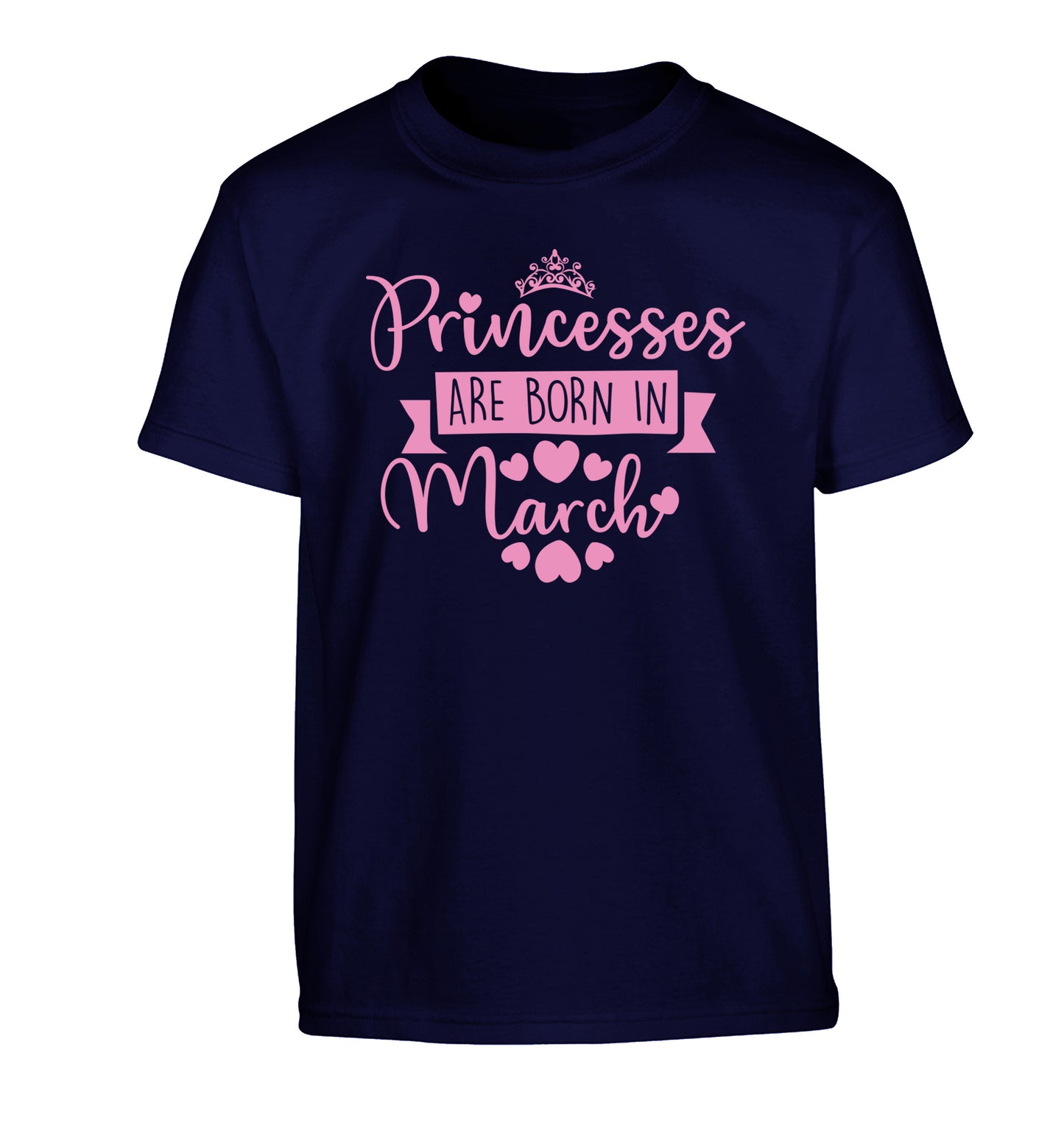 Princesses are born in March Children's navy Tshirt 12-13 Years