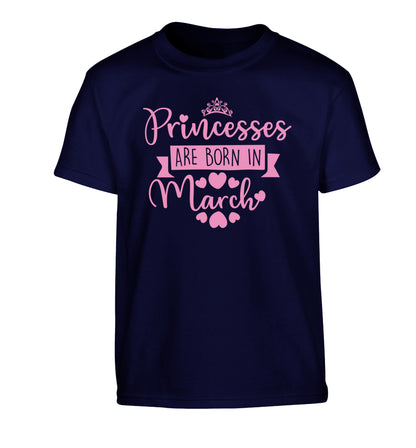 Princesses are born in March Children's navy Tshirt 12-13 Years