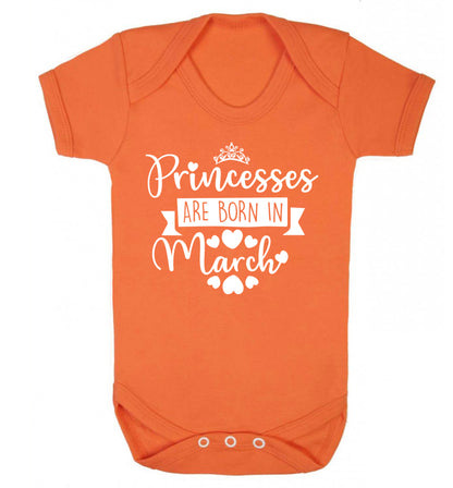 Princesses are born in March Baby Vest orange 18-24 months