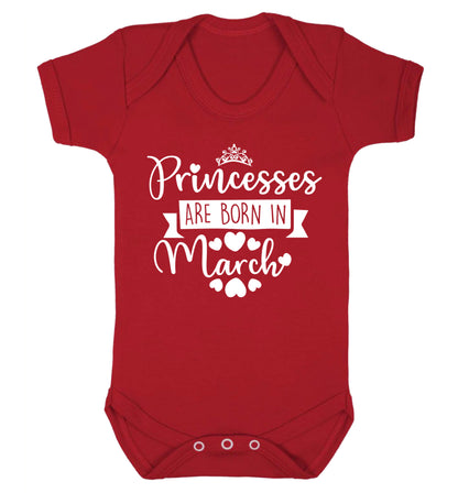 Princesses are born in March Baby Vest red 18-24 months