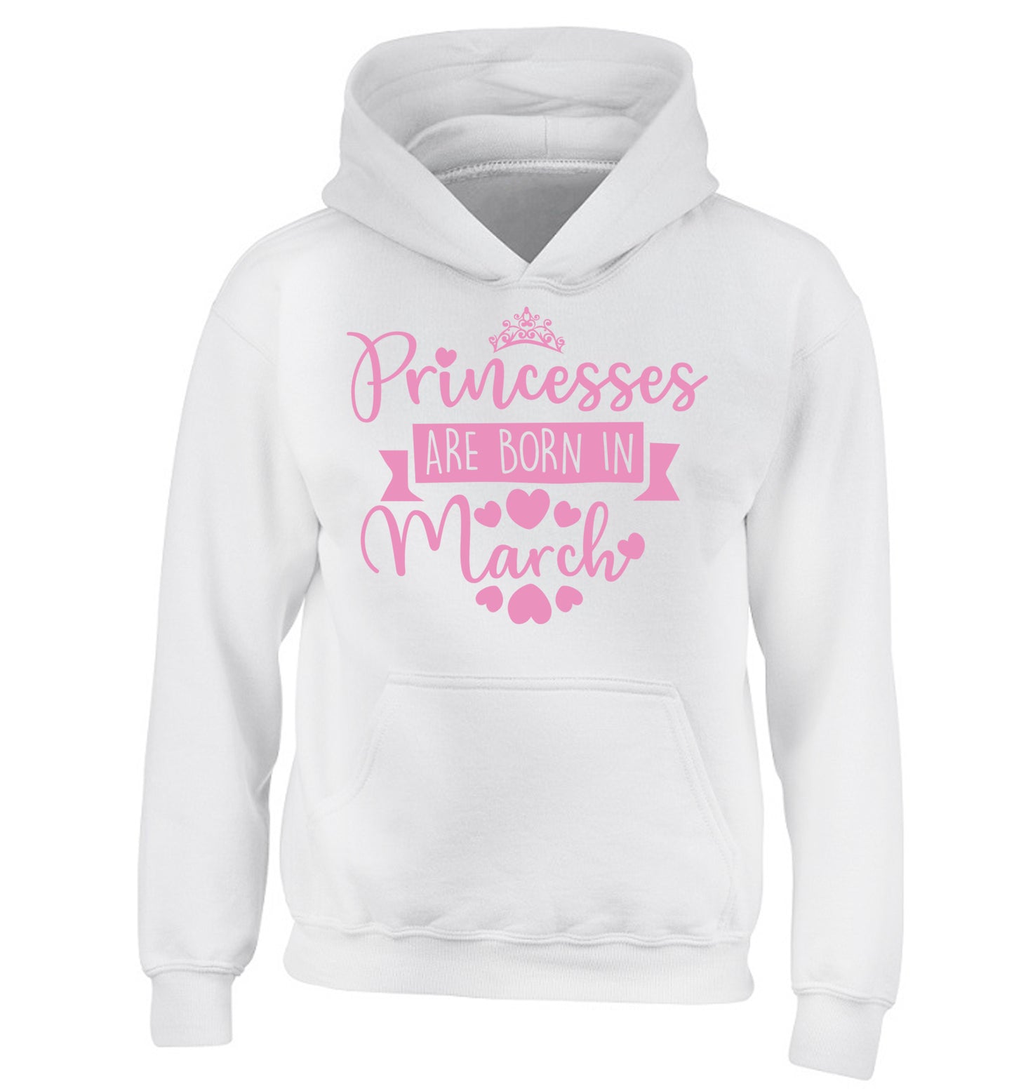 Princesses are born in March children's white hoodie 12-13 Years