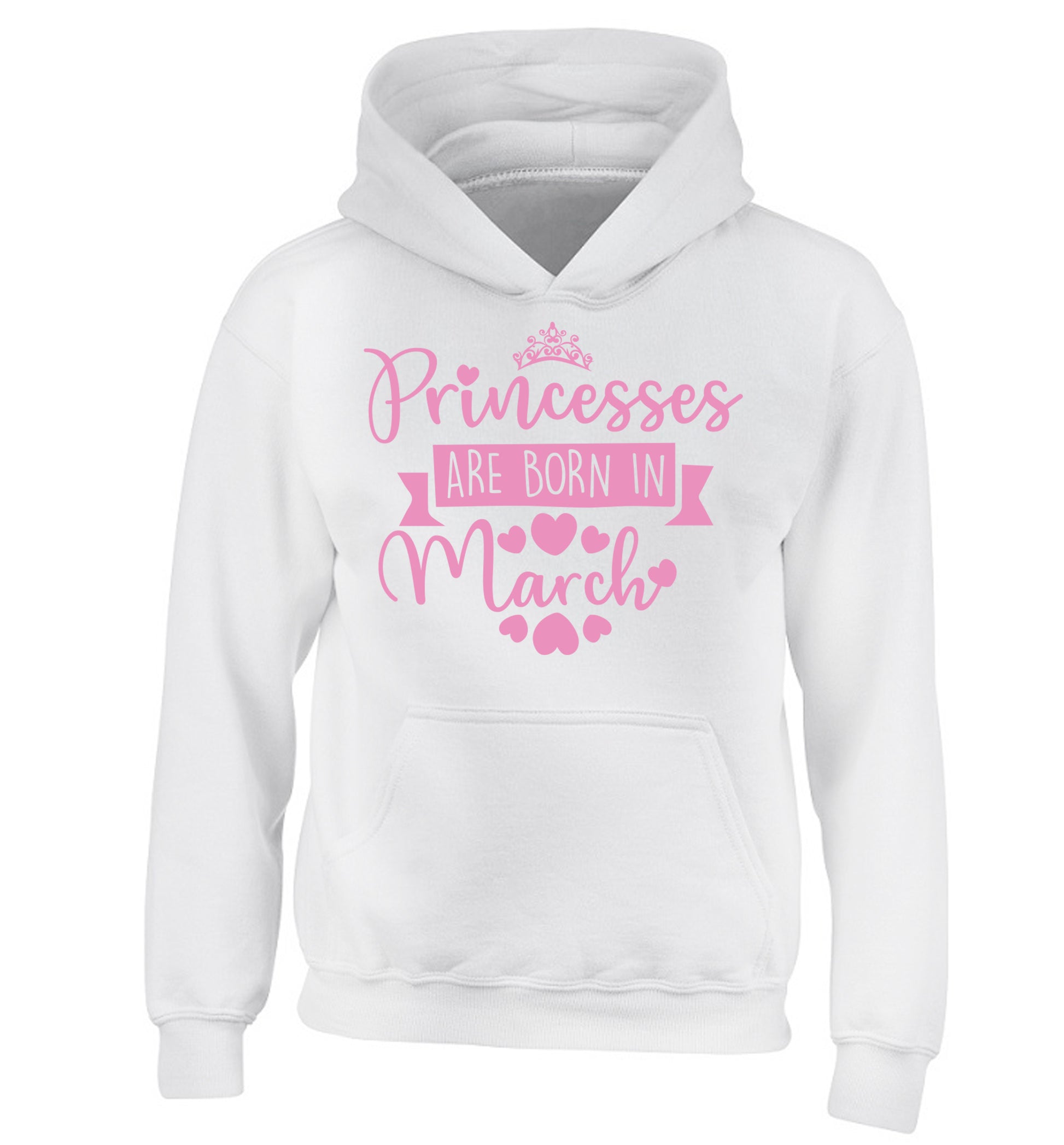 Princesses are born in March children's white hoodie 12-13 Years