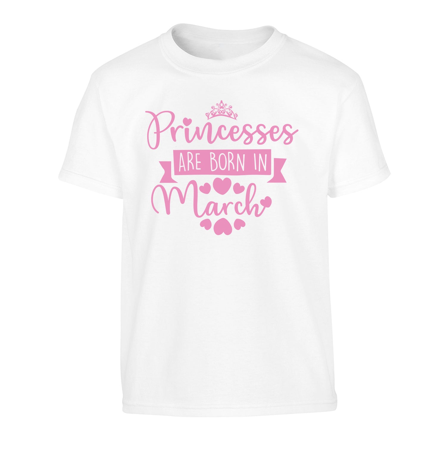 Princesses are born in March Children's white Tshirt 12-13 Years