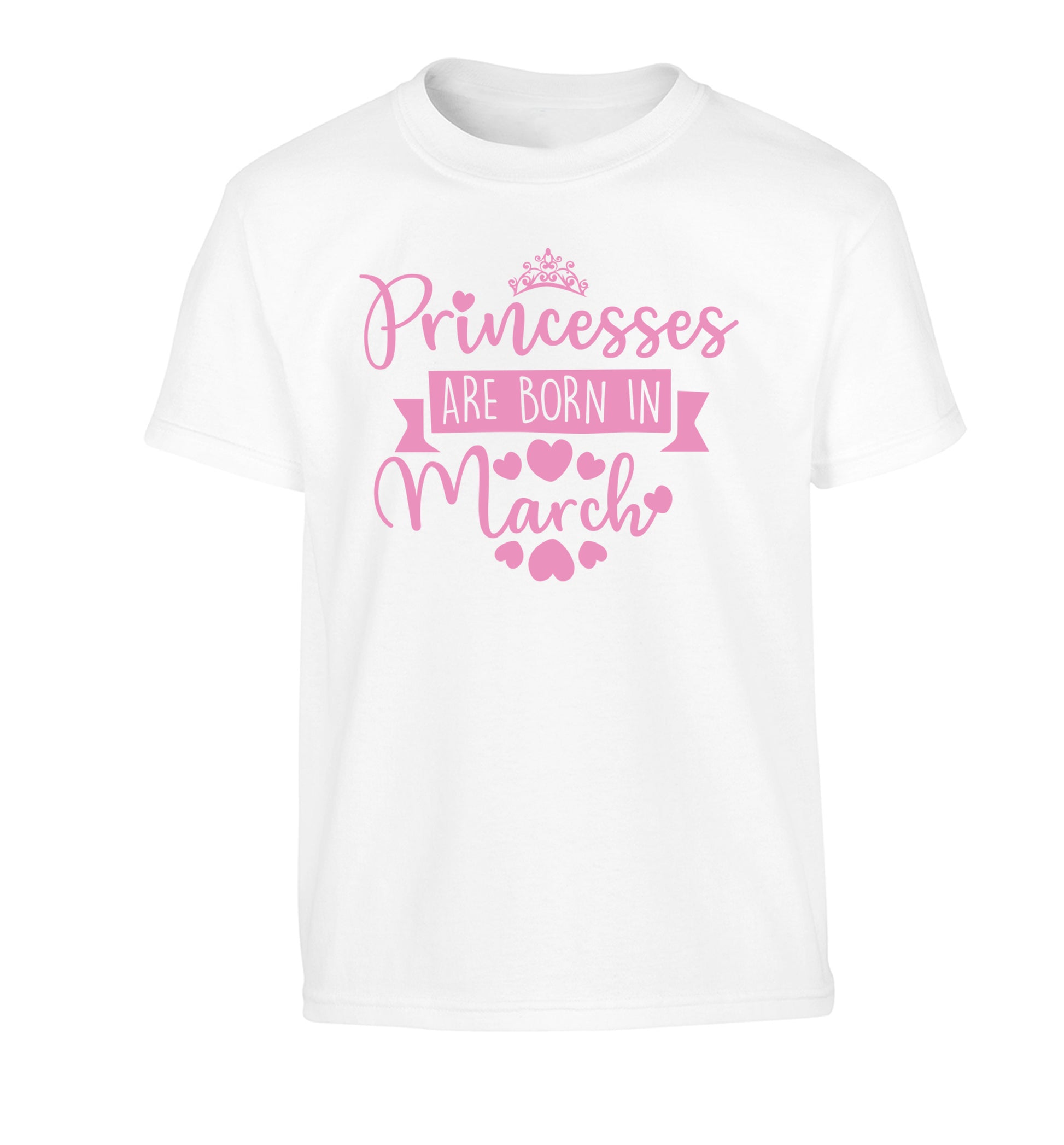 Princesses are born in March Children's white Tshirt 12-13 Years