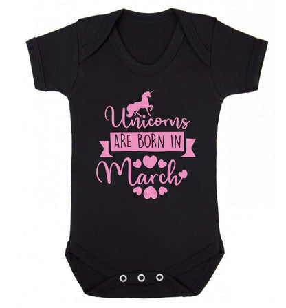 Unicorns are born in March Baby Vest black 18-24 months