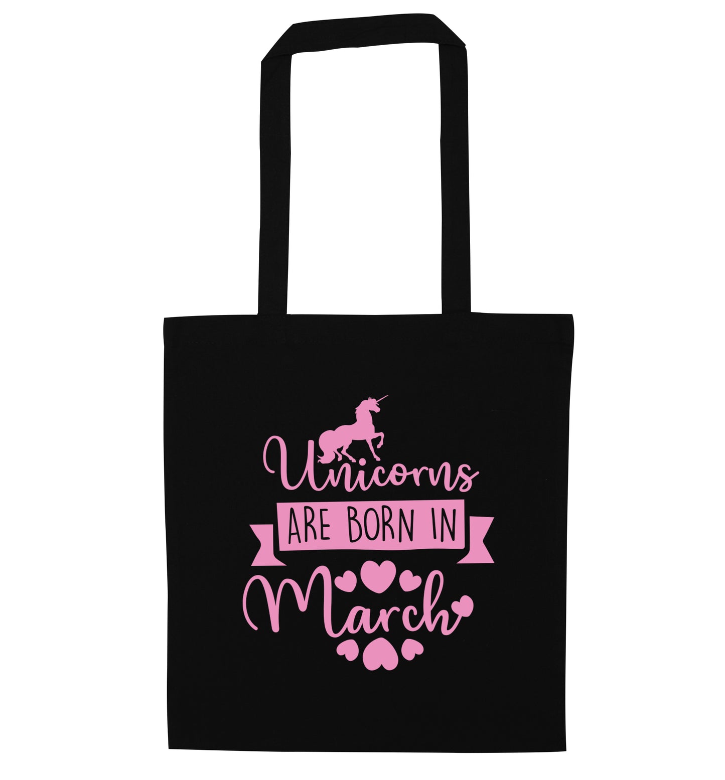 Unicorns are born in March black tote bag