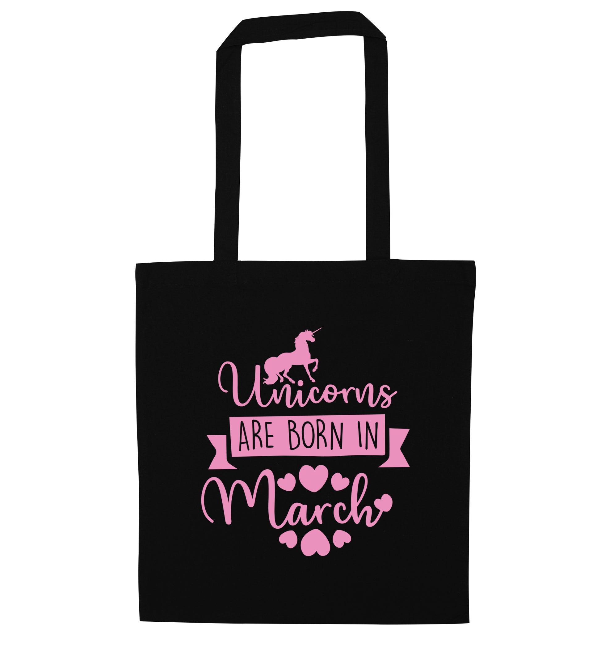 Unicorns are born in March black tote bag