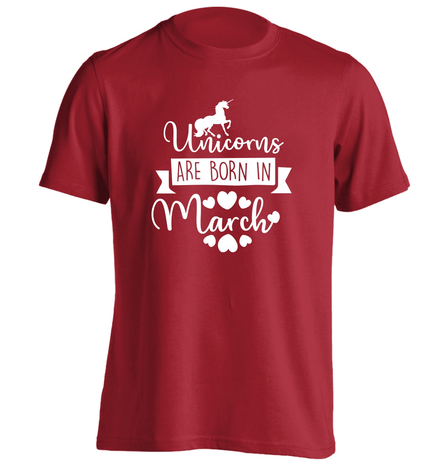Unicorns are born in March adults unisex red Tshirt 2XL