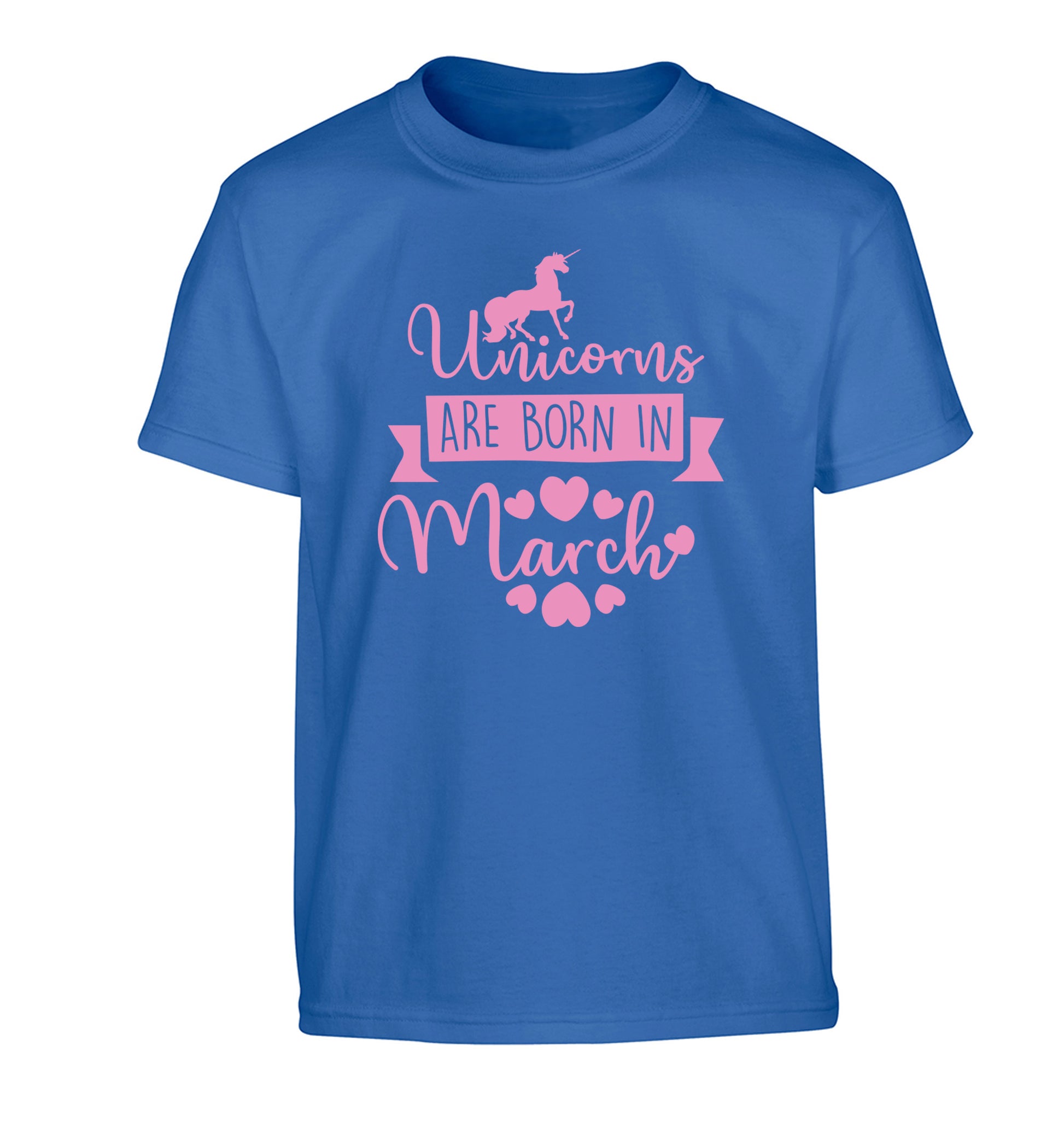 Unicorns are born in March Children's blue Tshirt 12-13 Years