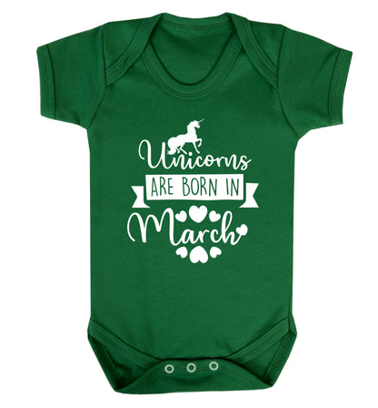 Unicorns are born in March Baby Vest green 18-24 months