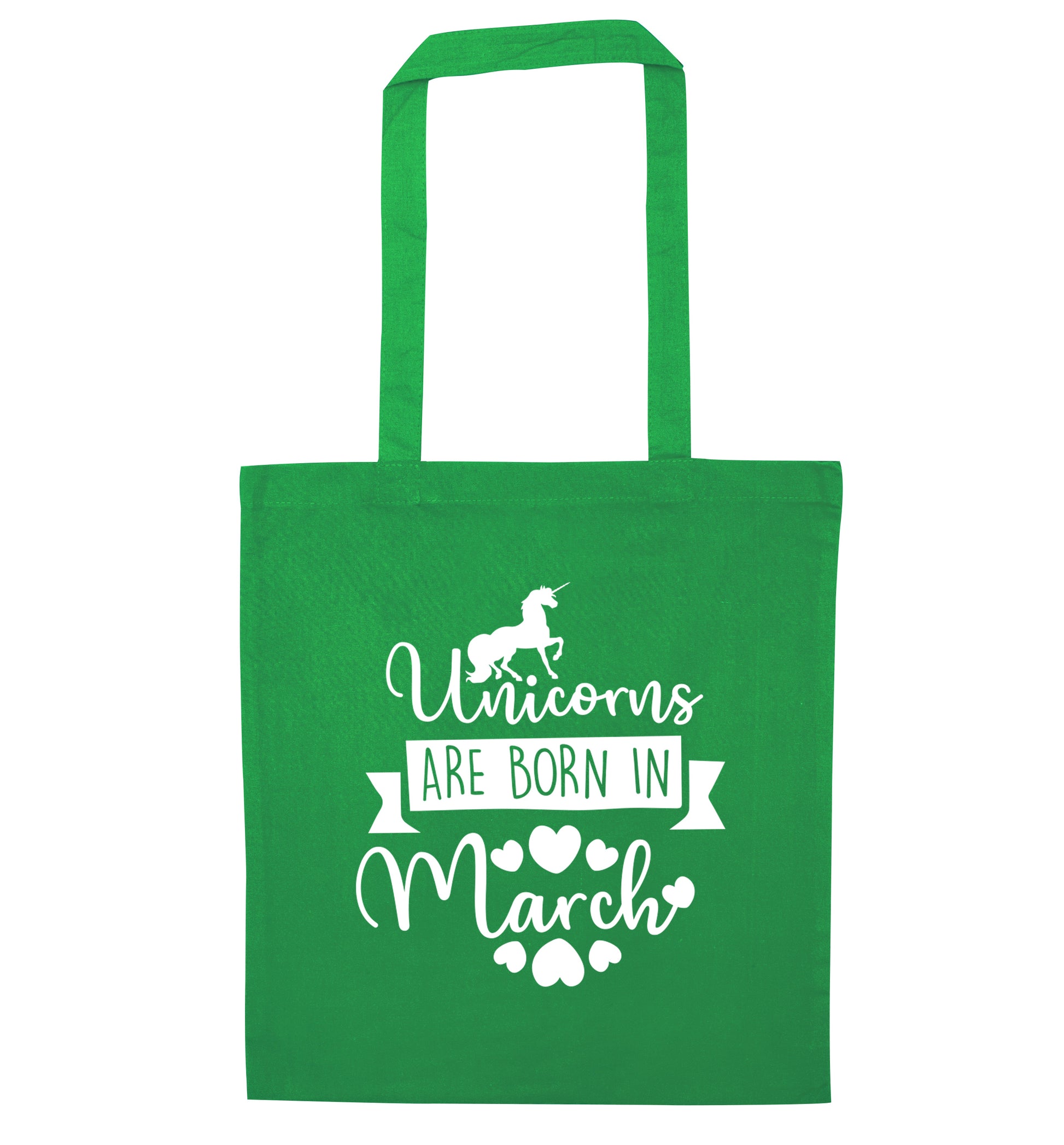 Unicorns are born in March green tote bag