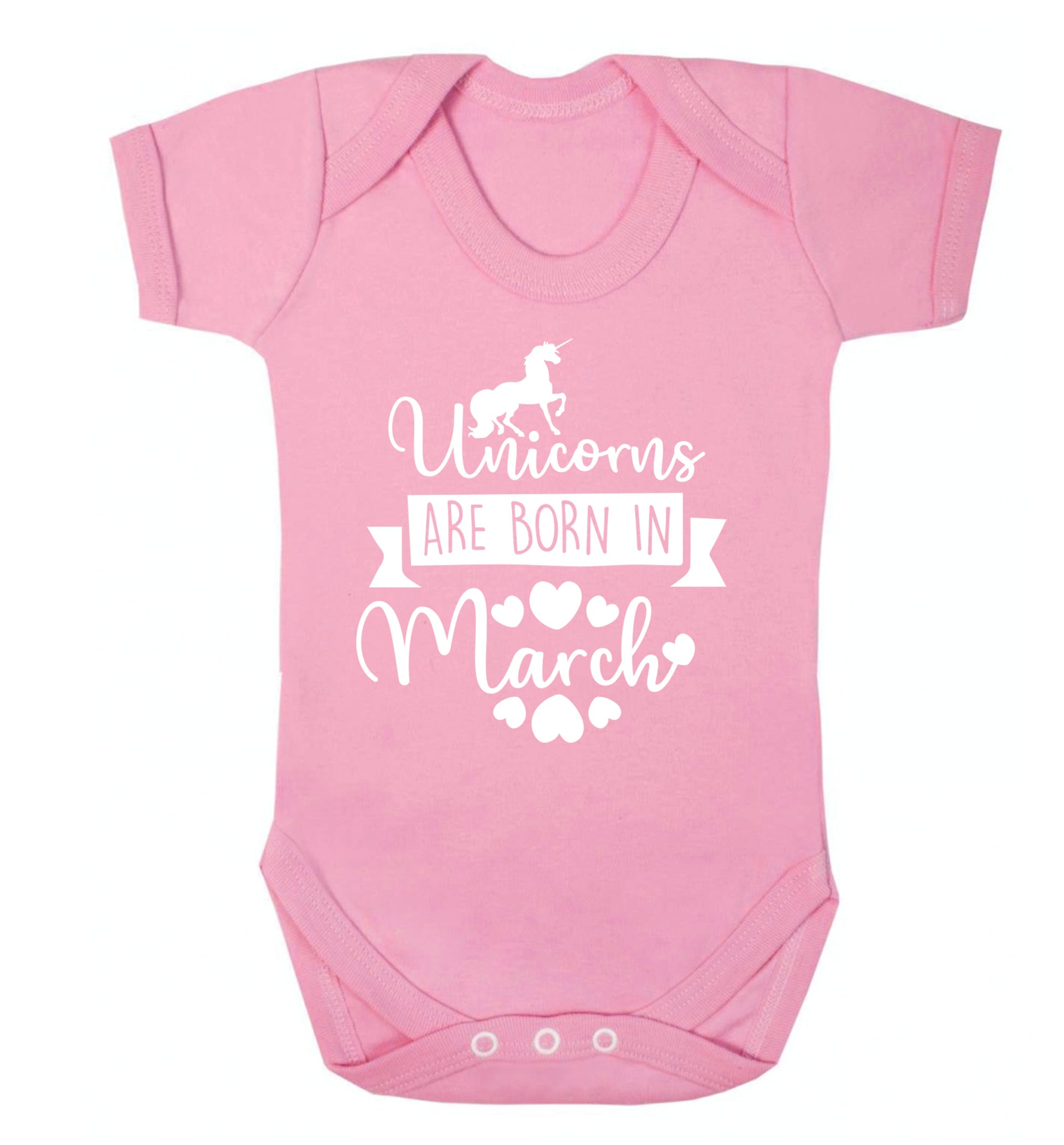 Unicorns are born in March Baby Vest pale pink 18-24 months