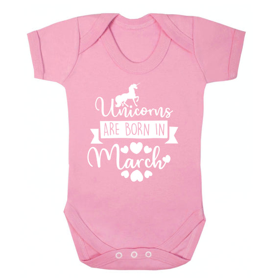 Unicorns are born in March Baby Vest pale pink 18-24 months