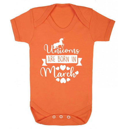 Unicorns are born in March Baby Vest orange 18-24 months