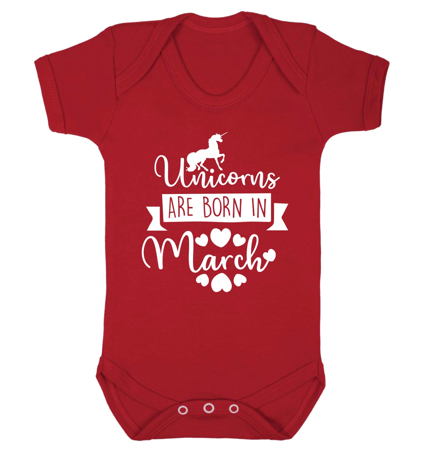 Unicorns are born in March Baby Vest red 18-24 months