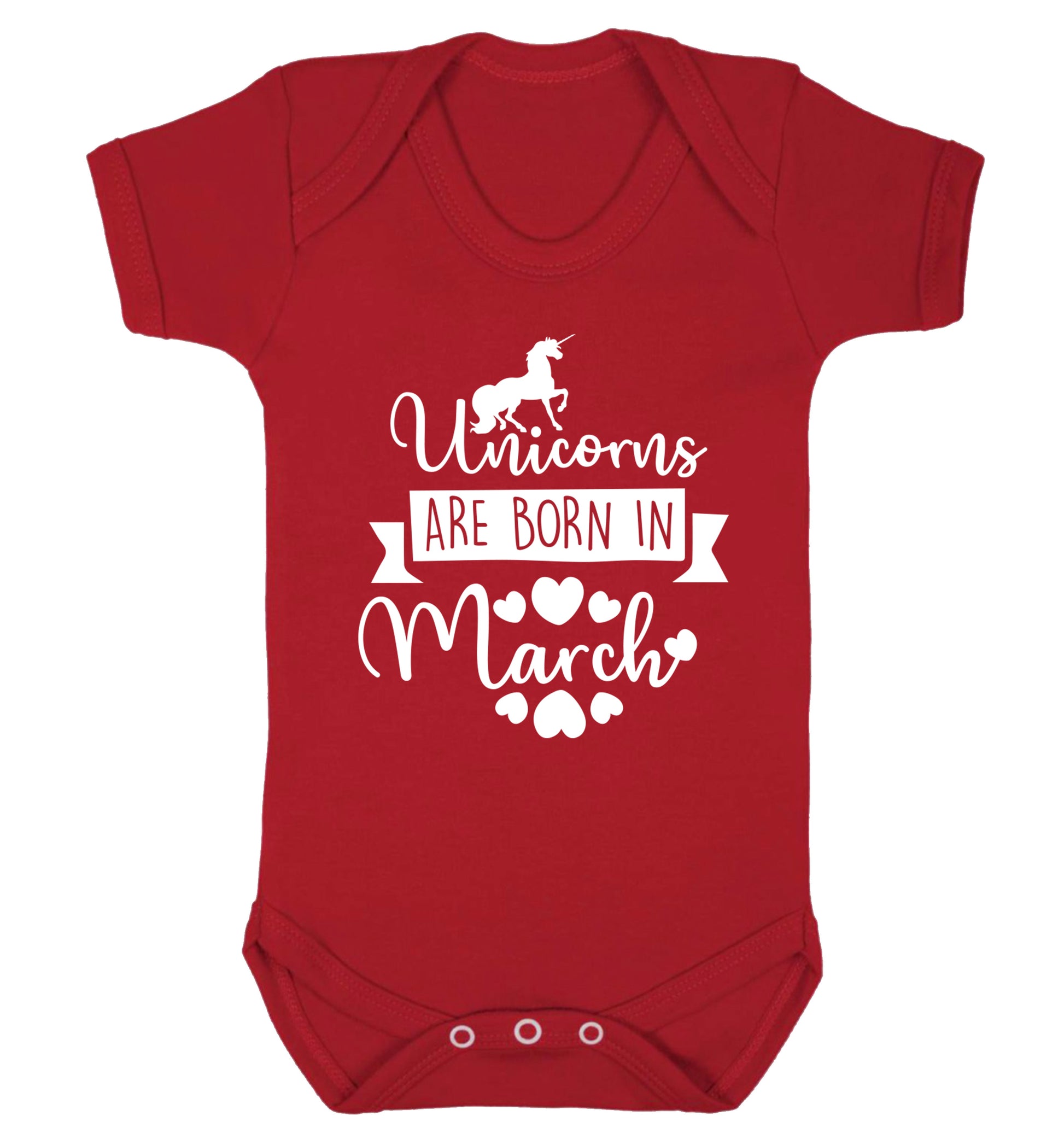 Unicorns are born in March Baby Vest red 18-24 months