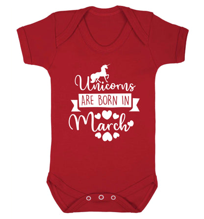 Unicorns are born in March Baby Vest red 18-24 months
