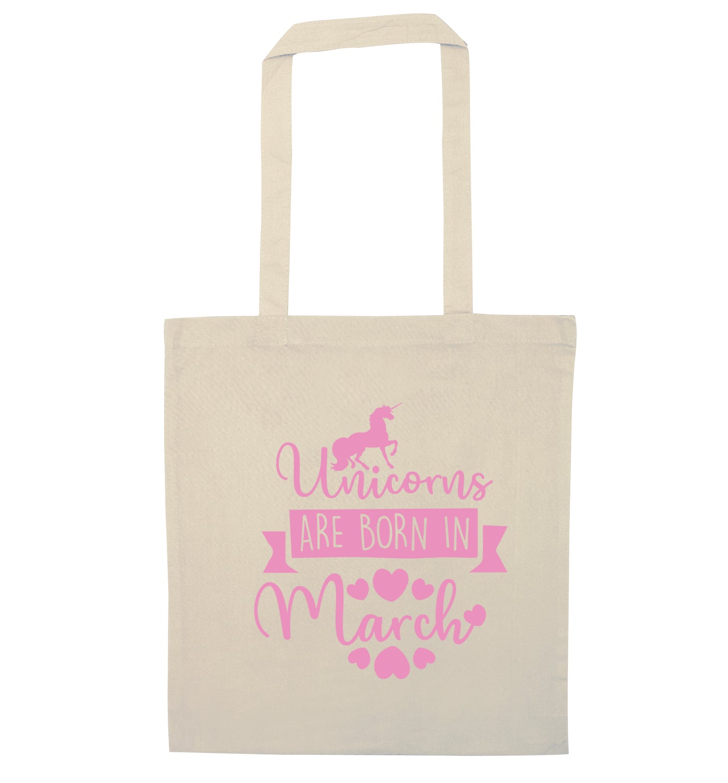 Unicorns are born in March natural tote bag