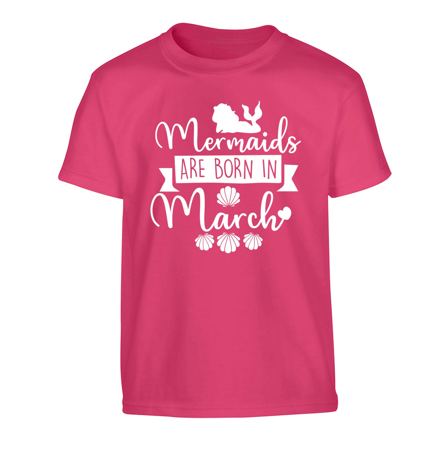 Mermaids are born in March Children's pink Tshirt 12-13 Years