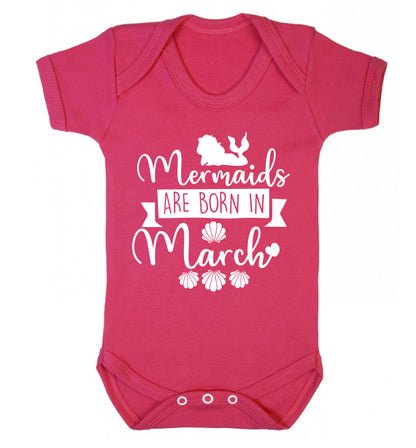 Mermaids are born in March Baby Vest dark pink 18-24 months