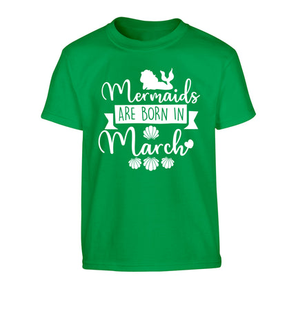 Mermaids are born in March Children's green Tshirt 12-13 Years