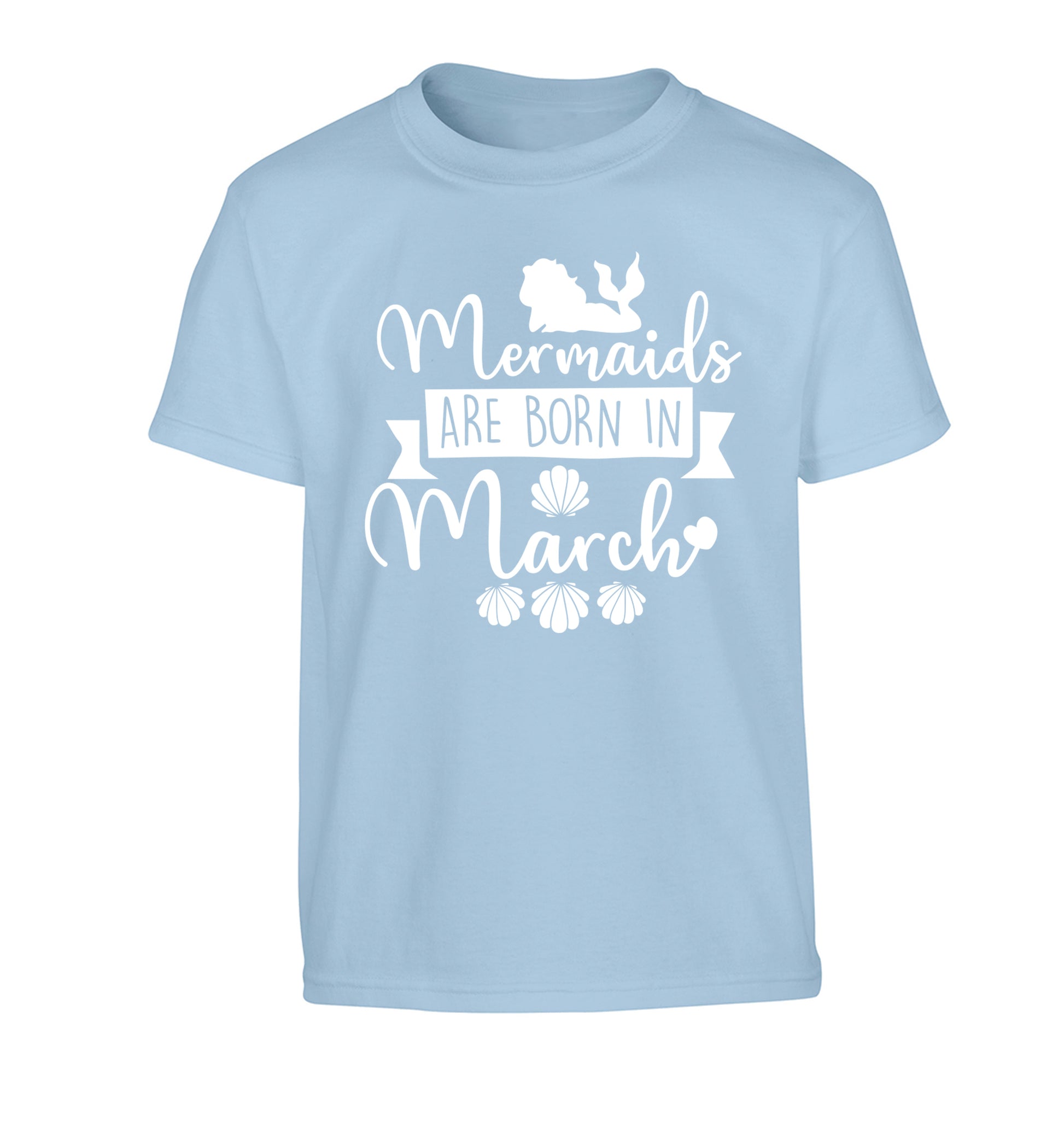 Mermaids are born in March Children's light blue Tshirt 12-13 Years