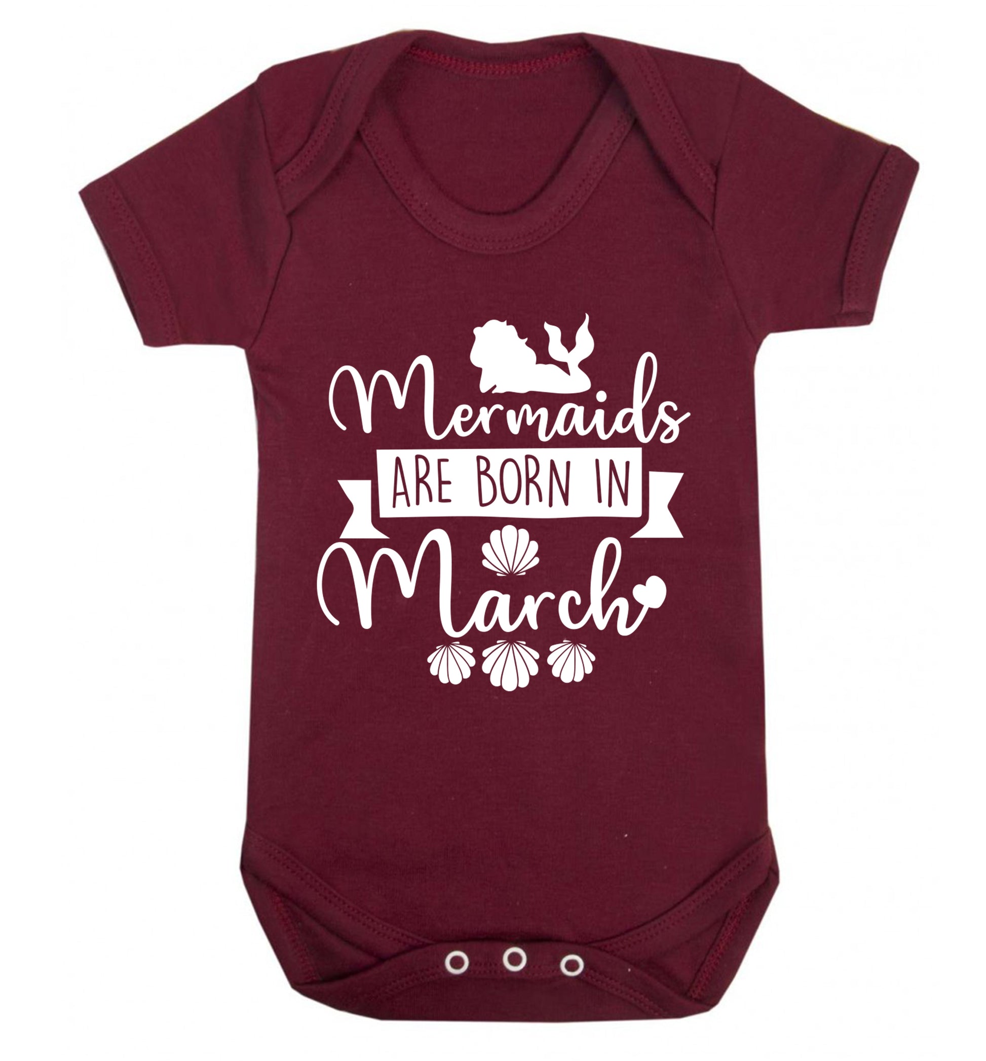 Mermaids are born in March Baby Vest maroon 18-24 months
